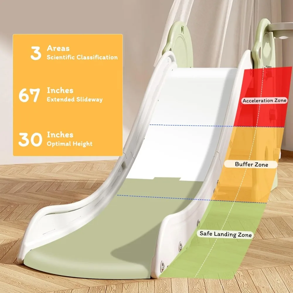 Corrediça infantil conversível 3 em 1 com cesta de basquete para jogos internos e externos