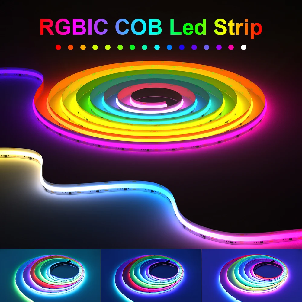 SPI RGB IC COB LED Light Strip WS2811 Adresowalna 576 720 LED Dream Color 12V 24V Elastyczna pikselowa taśma FOB COB Czarny Biały PCB