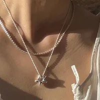 Simple Trendy Star Hollow Choker Necklace Pendant Neck Jewelry Accessories Women Men's Fashion Party Chain Necklace 3