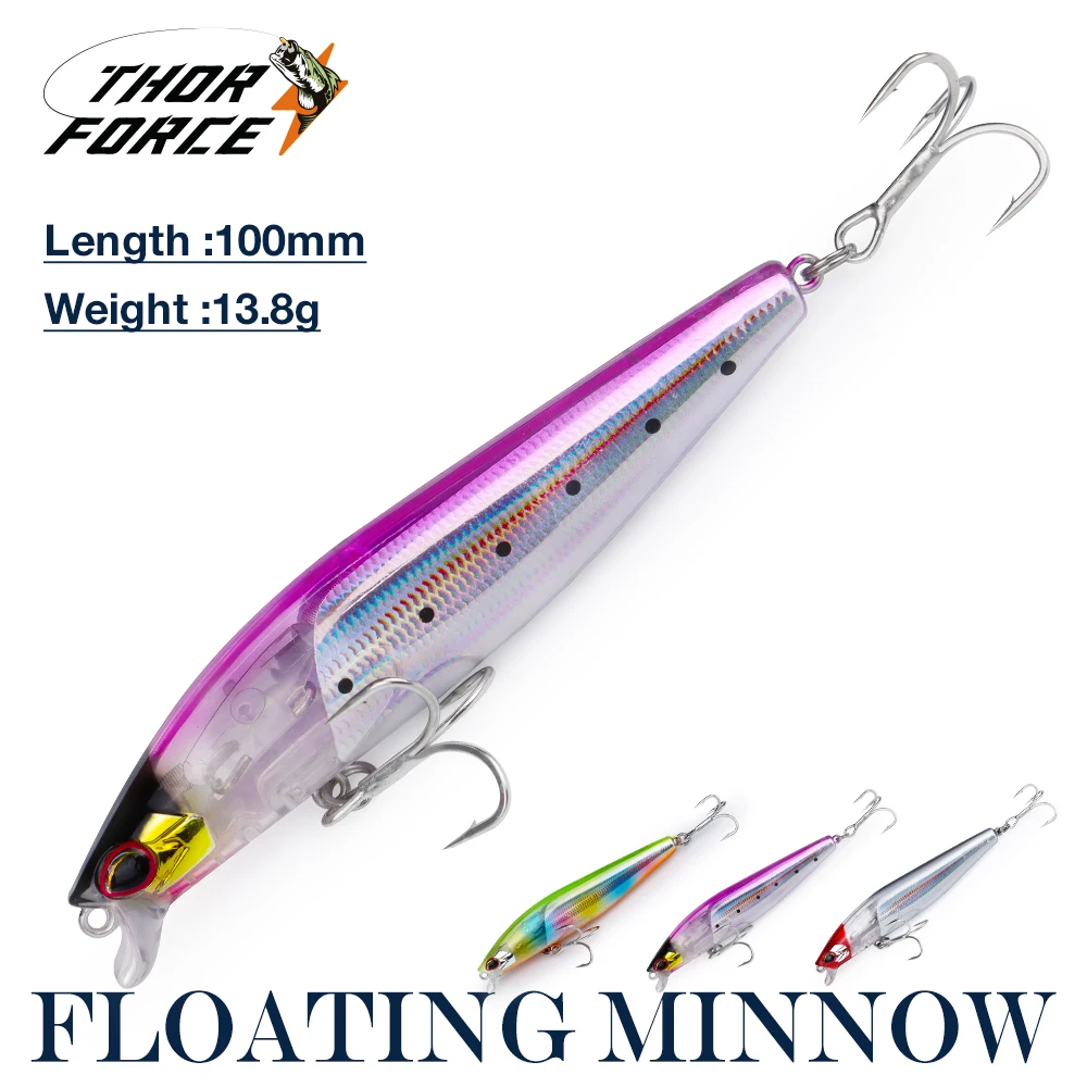 THORFORCE Wobbling Fishing Lure 100mm 13.8g Floating Minnow Artificial Baits For Bass Perch Pike Trout