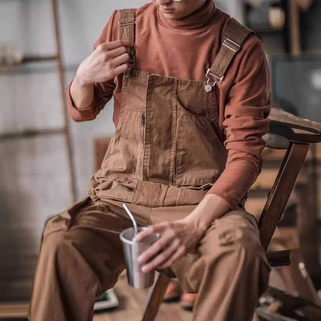 

Vintage Mens Cargo Pants Loose Fit Big Size Casual Suspender Trousers