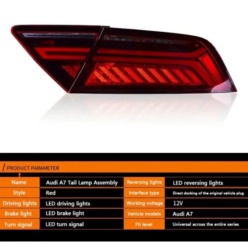 Automotive taillight for Audi A7 2012-2018 taillight components Modified LED Flow light steering rear taillight A7 automotive