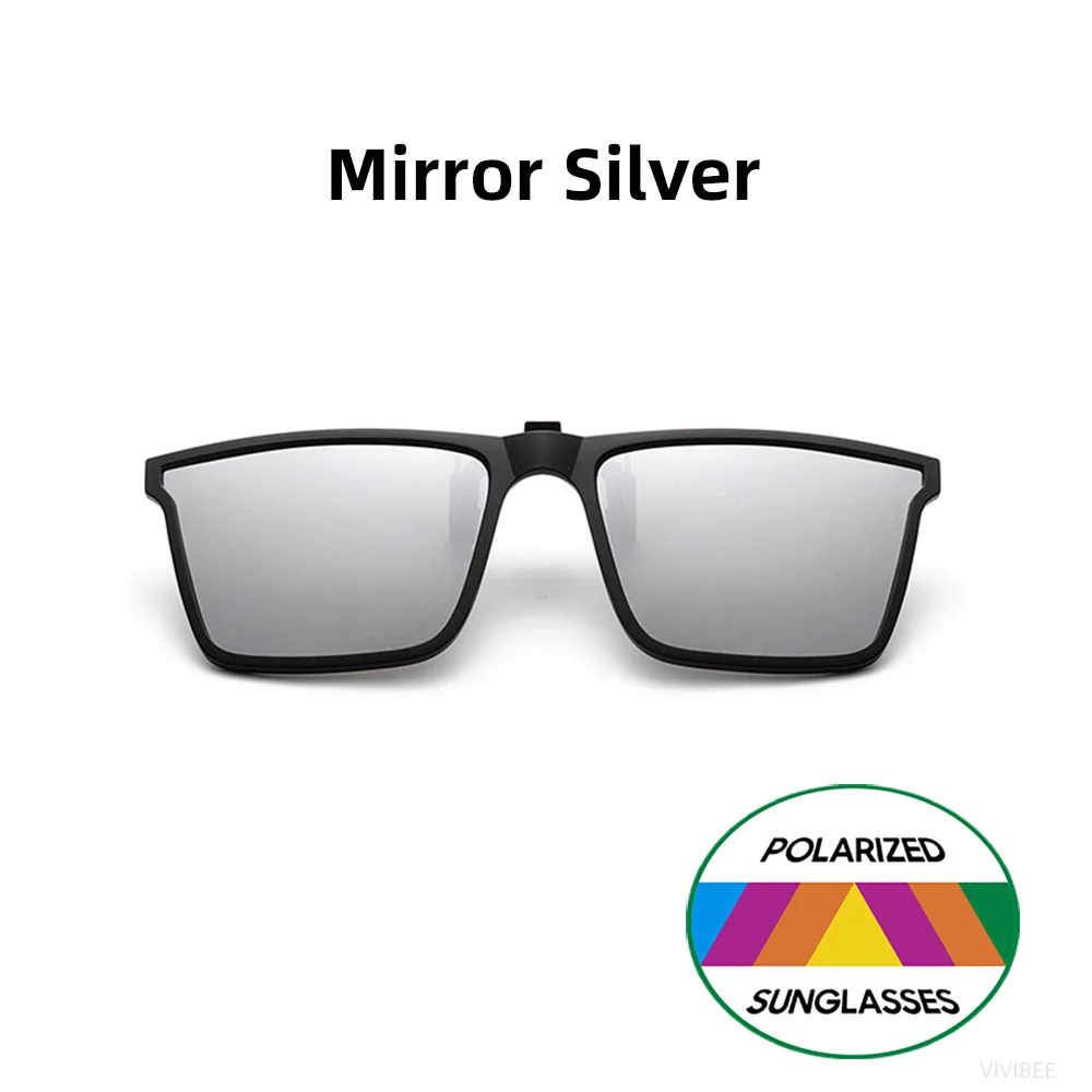 VIVIBEE Quadratische, hochklappbare Sonnenbrille zum Aufstecken, polarisierter Spiegel, blaue Fahrbrille, grau, UV400, photochrome Nachtsicht-Clips – Detail 14