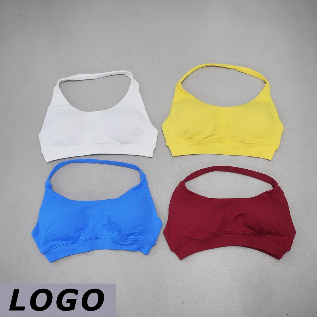 DF-LOGO Seamless Sports Bra For Women High Support Push Up Backless Yoga Top Breathable Elastic Gym Running Workout Fitness Top