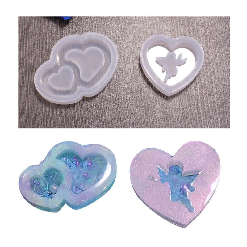 Quicksand Shaker Silicone Mold Heart Dog Paw Butterfly Cherry Blossom Cat Keychain Charms Epoxy Resin Mould DIY Casting Tool