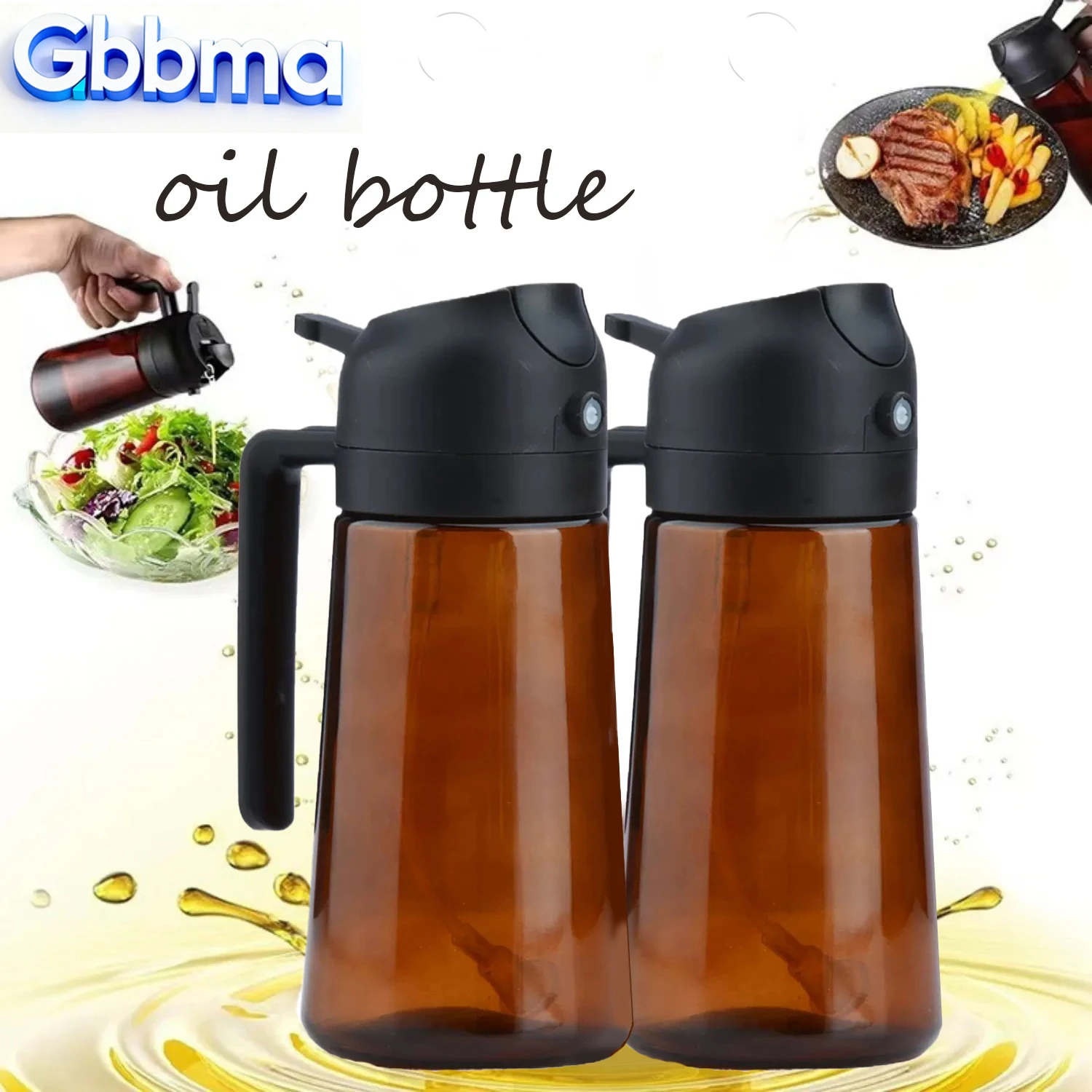 

2-in-1 Glass Oil Dispenser and Sprayer 16oz 470ml Leak-Proof Olive Oil Bottle for Air Fryer BBQ Kitchen Green Cooking Tools