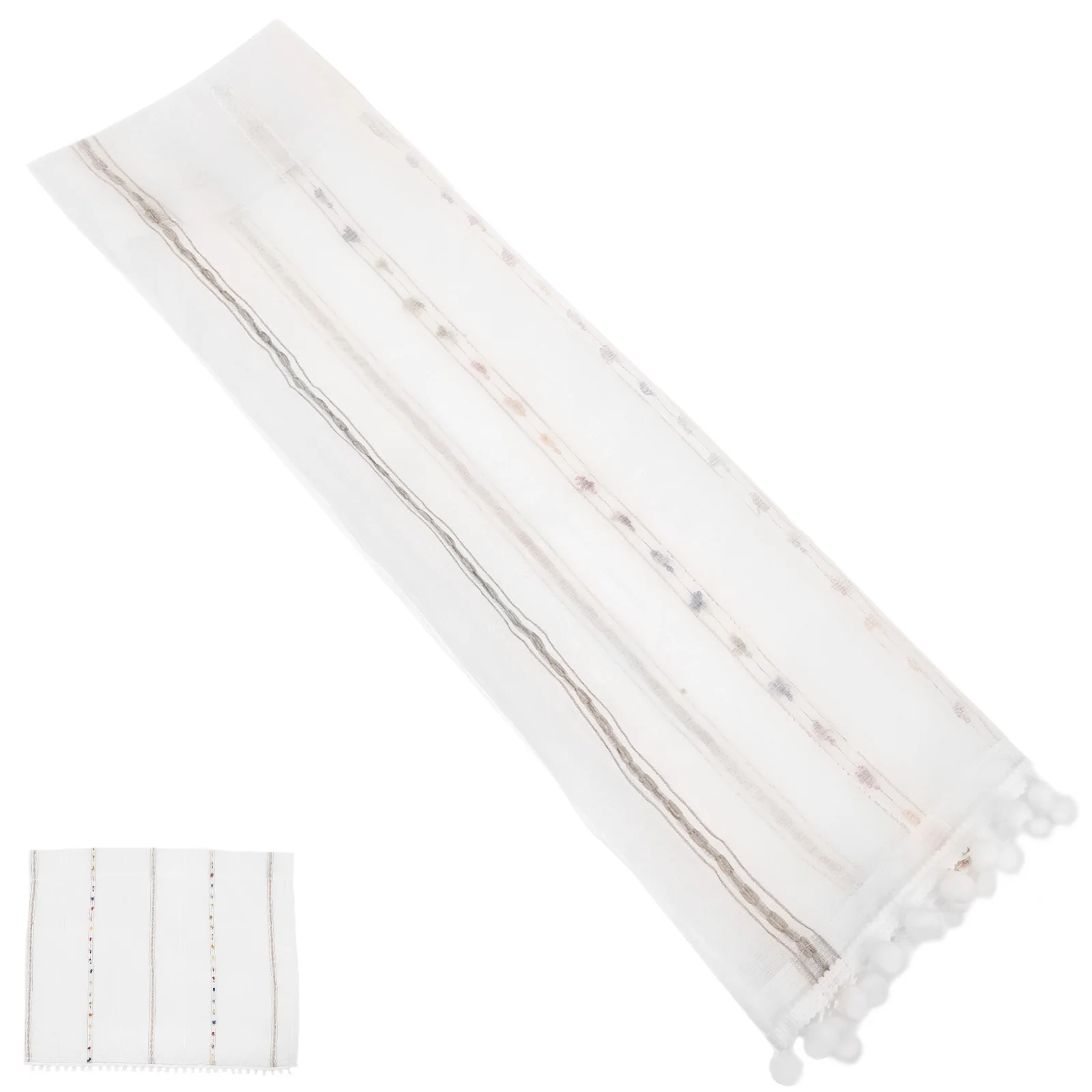 

Short Window Curtains Half Kitchen Curtains For Privacy Energy Saving Decorative Home Supplies Pompom Design Polyester