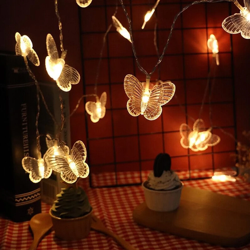 1pc LED Festival Indoor Decorative Light String Outdoor Garden Butterfly String Lights, 1.5m With 10 Lights