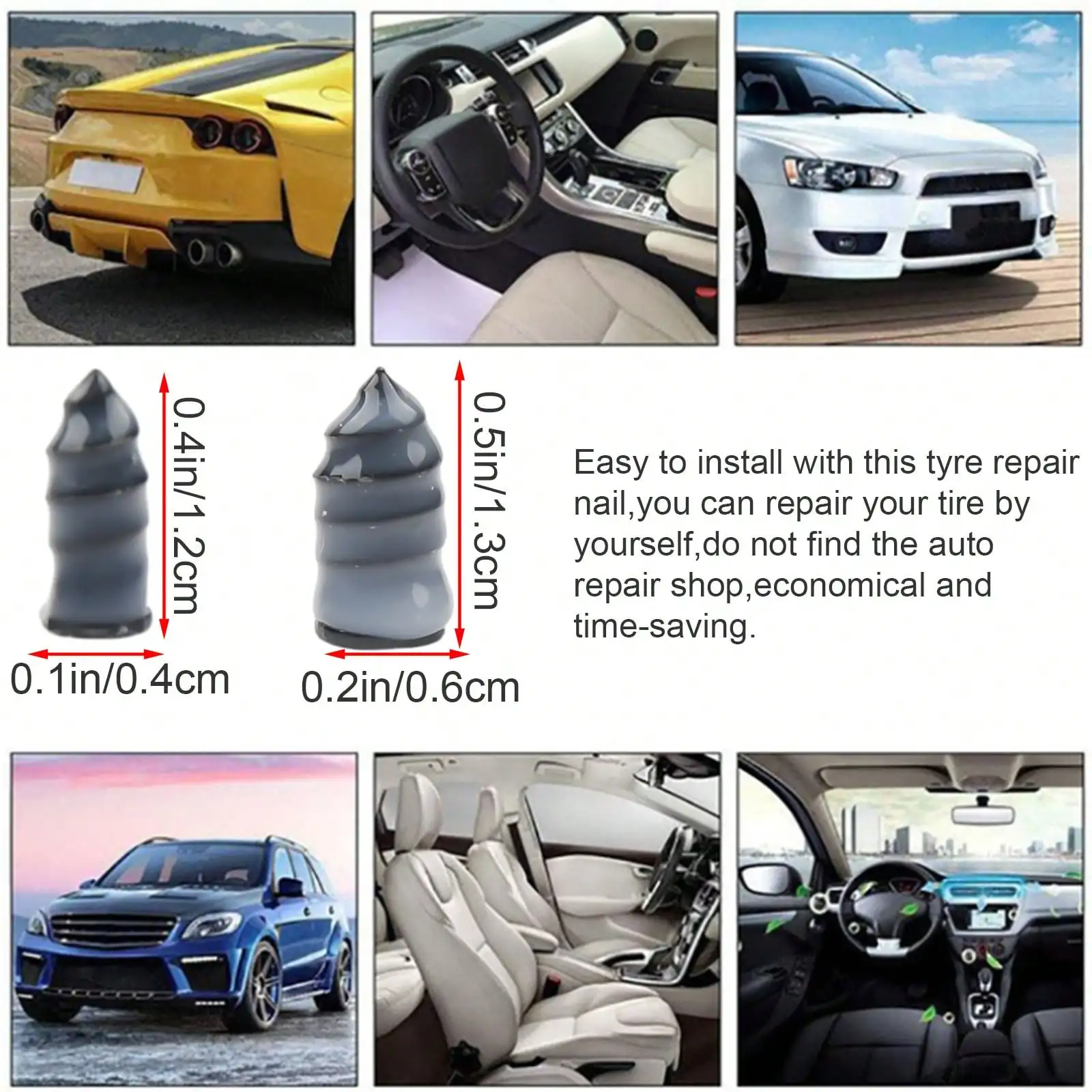 61Pcs Quick Car Tire Repair Set: Vacuum Rubber Nails & Screwdriver Tool Kit