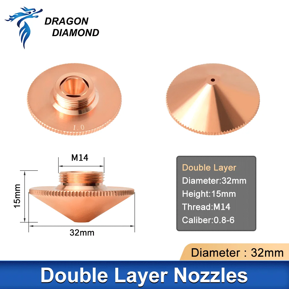 Laser düse einzelne doppelt verchromte Schichten d28 d32 Kaliber 1,0-5,0mm für Ray tools Precitec Wsx CNC Faser schneidkopf