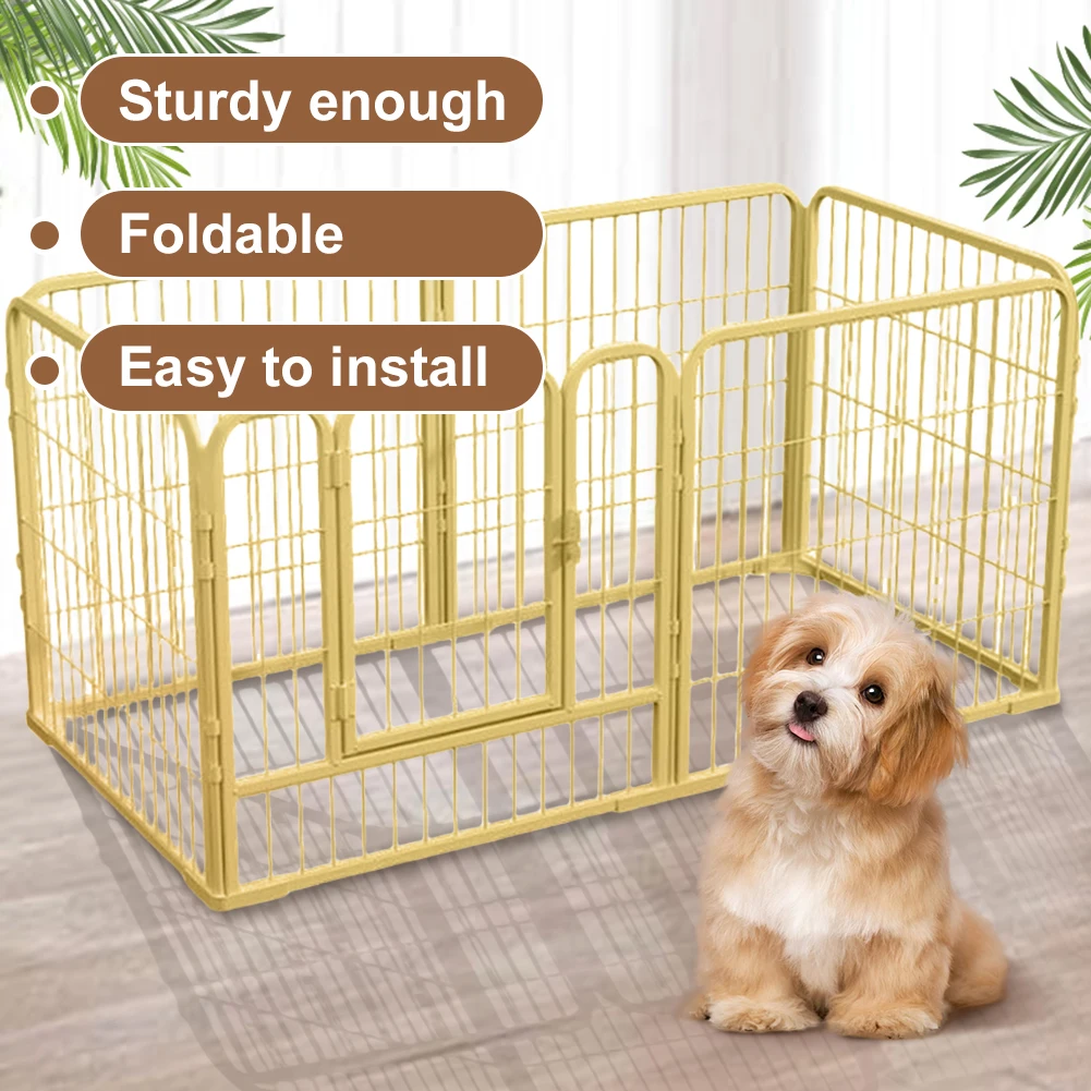 6 Panels Heavy Duty Dog Puppy Playpen Foldable Dog Playpen Fence Heavy Duty Dog Exercise Fence for Dog Cat Rabbit Pet Exercise