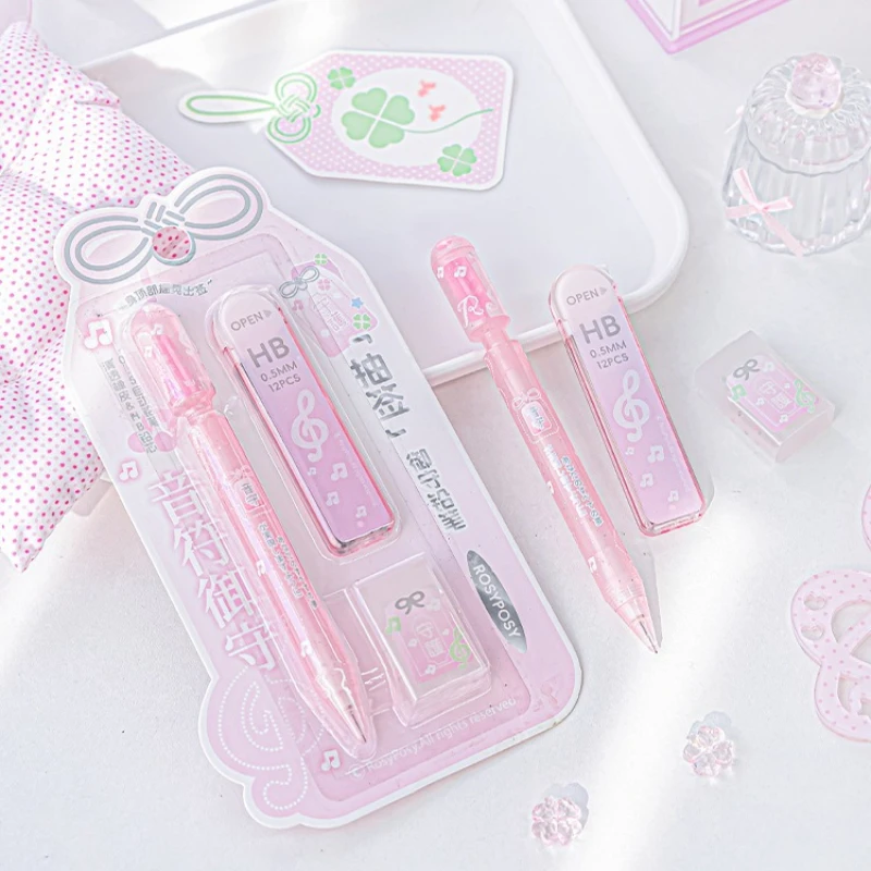 

Японский набор карандашей Омамори для удачи, кавайный, прозрачный, 0,5 мм, милый механический карандаш, эстетичный подарок для учебы для студентов