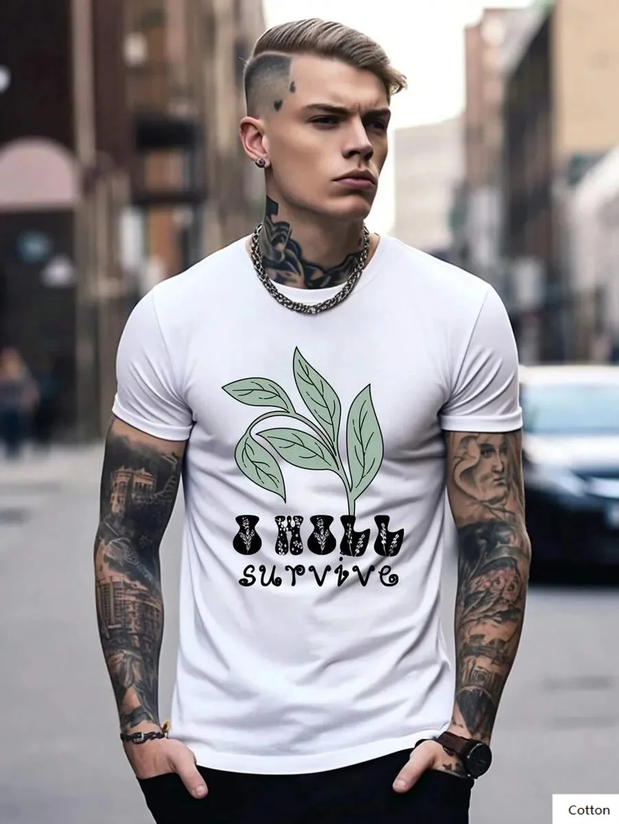 

Хлопковая футболка с принтом «I Shall Survive», вдохновленная природой, мотивационный топ с графическим рисунком, идеально подходит для выражения, устойчивости, любви, природы