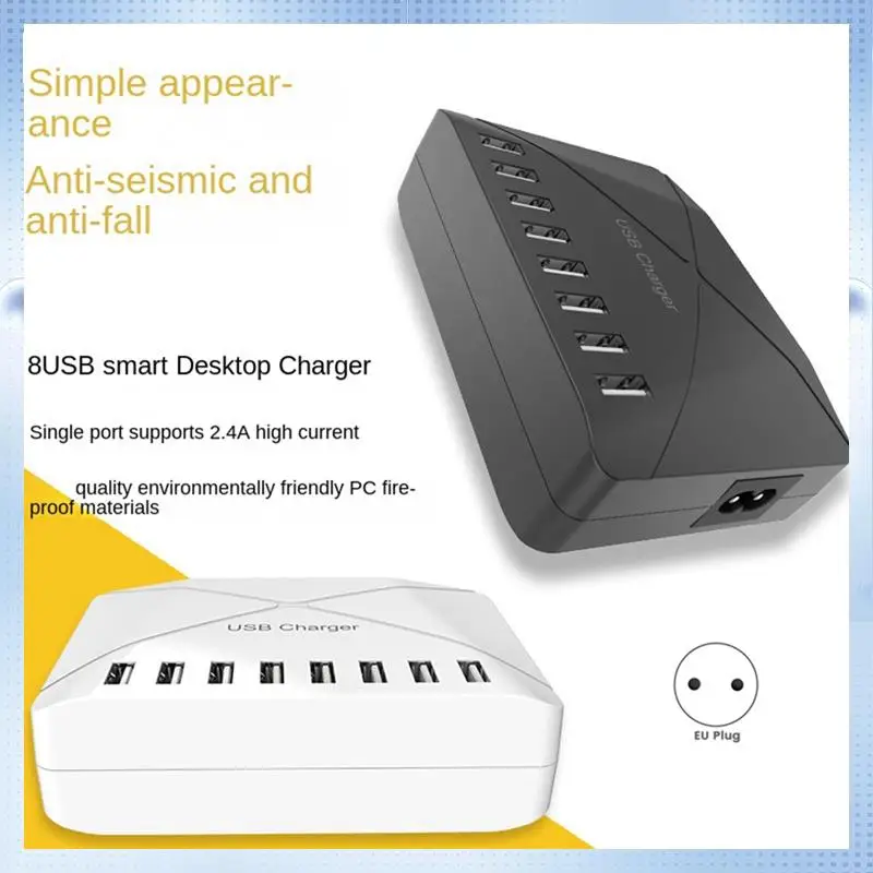 

ABRJ-1 шт., 40 Вт, многопортовое зарядное устройство USB, зарядное устройство для быстрой зарядки, концентратор, 8-портовое зарядное устройство для быстрой зарядки, вилка европейского стандарта, белая