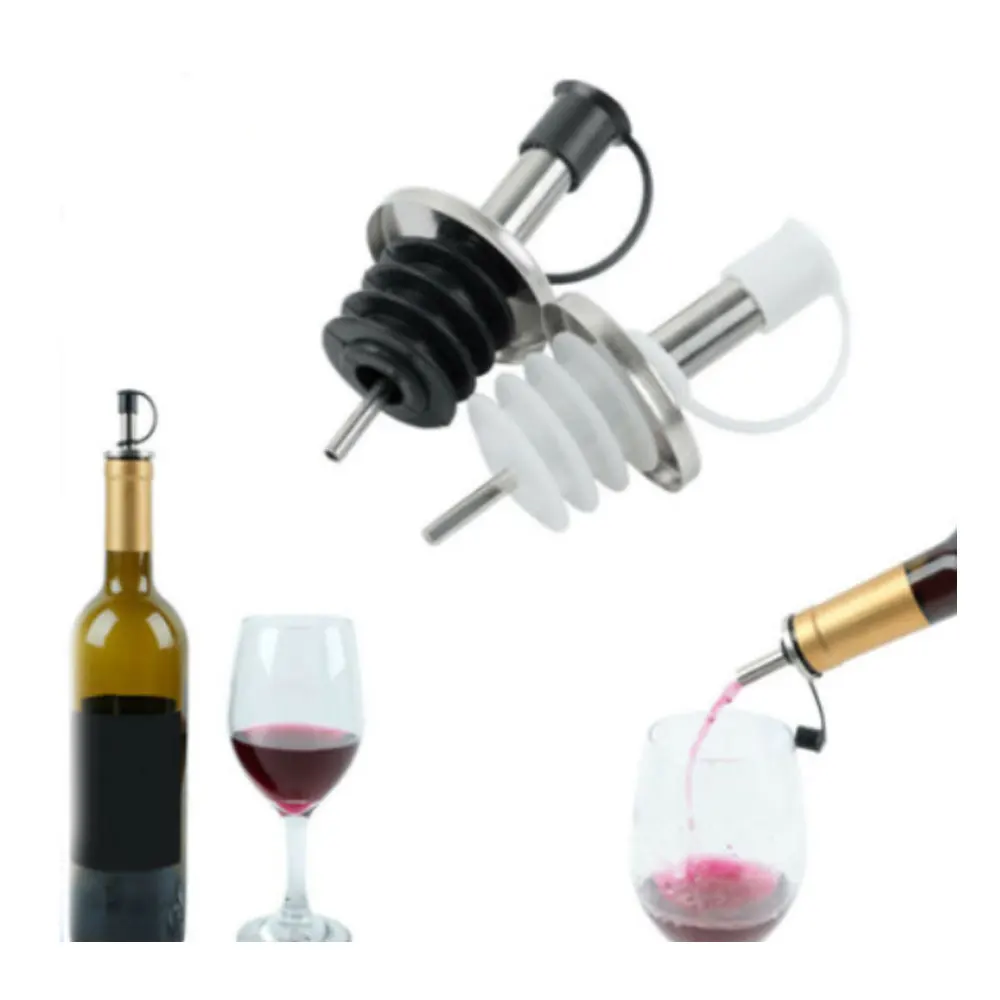 1Pc Household Stainless Steel Oil Pourer Wine Bottle Beer Pourer with Cap Covers Dispenser Spout Bar/ kitchen Accessory