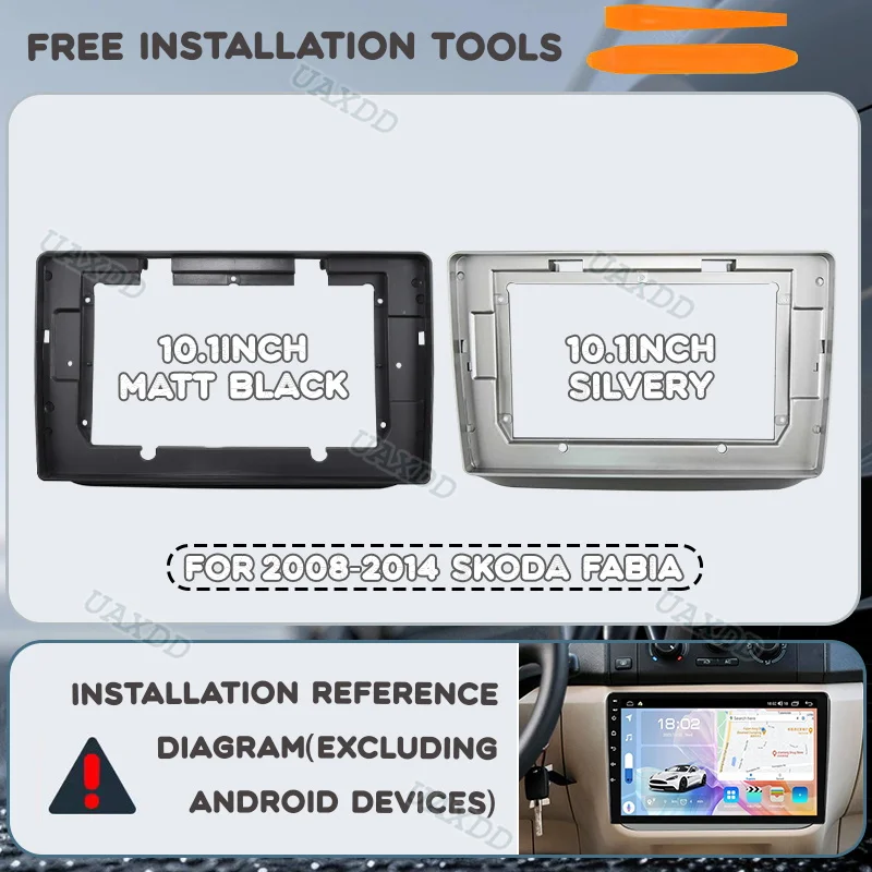 Rahmen für 2008-2014 Skoda FABIA 10,1 Zoll Auto-DVD Android Armaturenbrett-Kabeladapter CD Canbus Box 2 Din Interieur-Kit Mittelkonsole