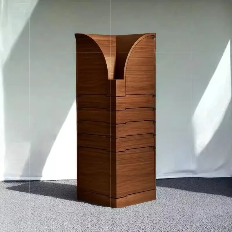 Walnut high cabinet creative home wall rotatable locker