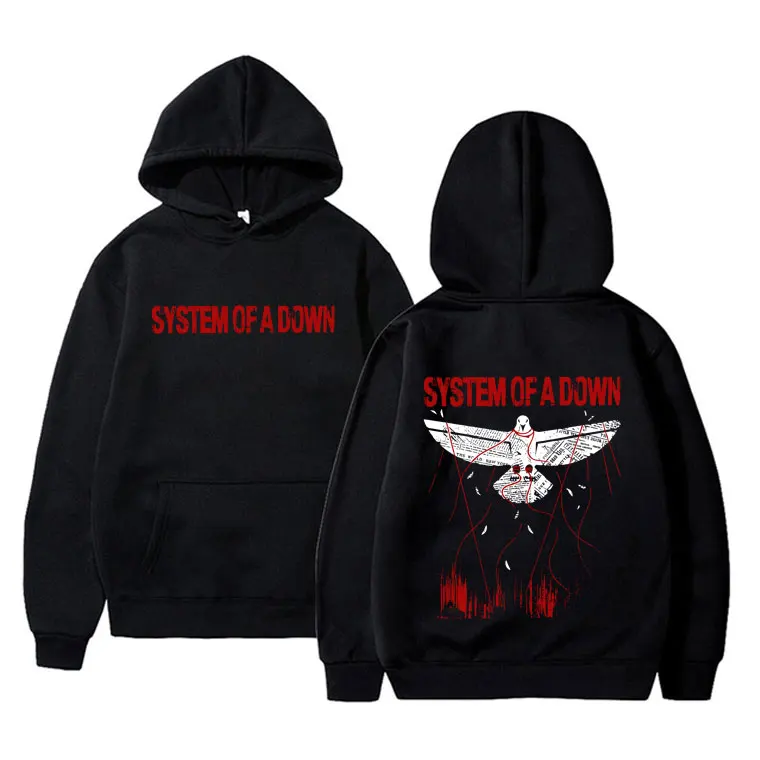 

90s Alternative Metal Rock Band System of A Down Pigeon Graphic Hoodie Men Women Vintage Oversized Streetwear Man Casual Hoodies