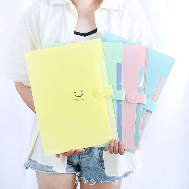 Korean 5-Pocket A4 Expanding File Organizer, Student Exam Paper Storage Document Bag