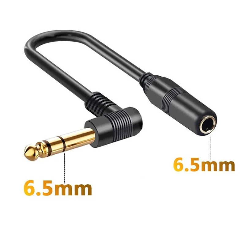 Right Angle 6.35mm 1/4 Inch TS Mono Jack TRS Stereo Instrument Cable Male to Female Extension Audio Cord for Guitar Bass Mixer