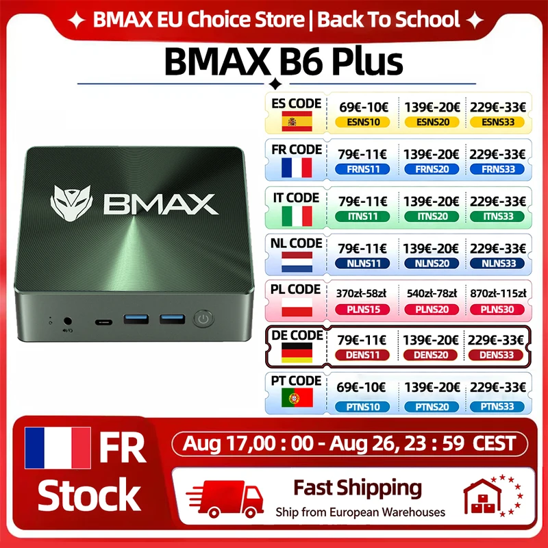 BMAX B6 Plus Mini PC Intel i3-1000NG4, 12GB RAM, 512GB SSD — Windows 11 pronto all’uso, spazio quasi zero