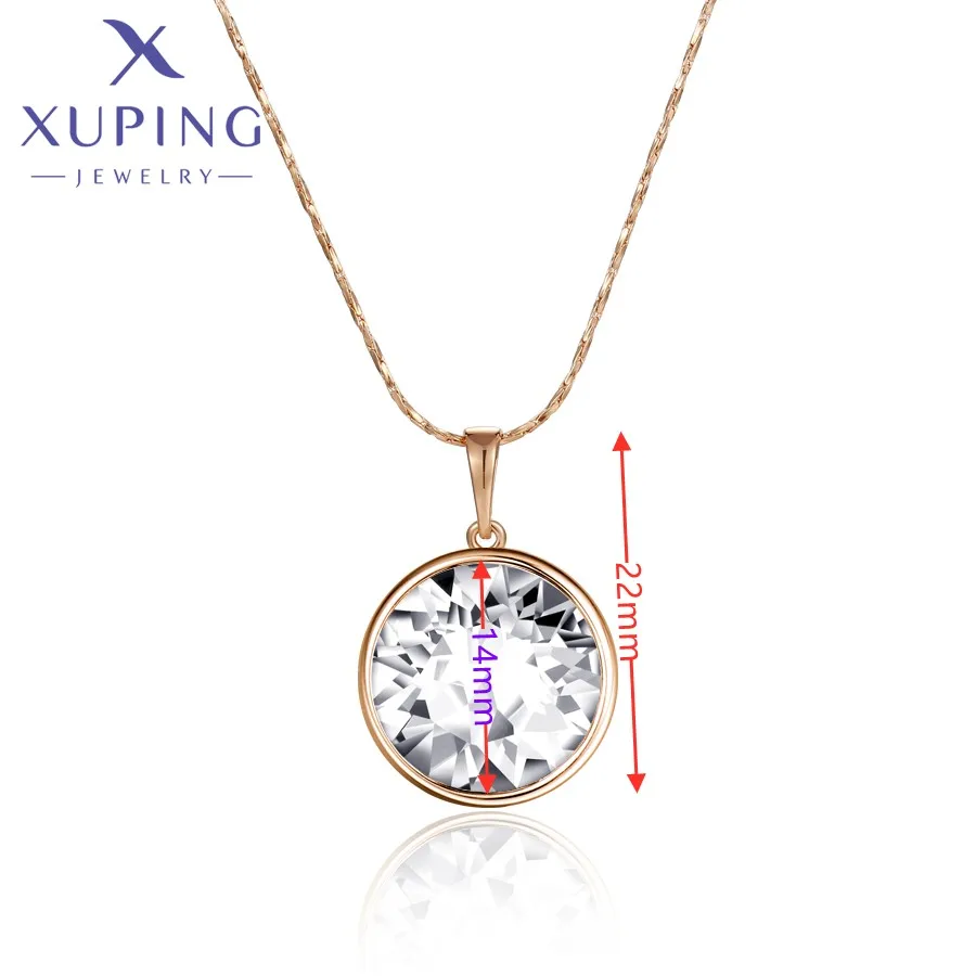 Xuping Jewelry Romantic Round 14mm Stone Style Crystal Pendant Necklace for Temperament Women Charm Party Gifts A00622032