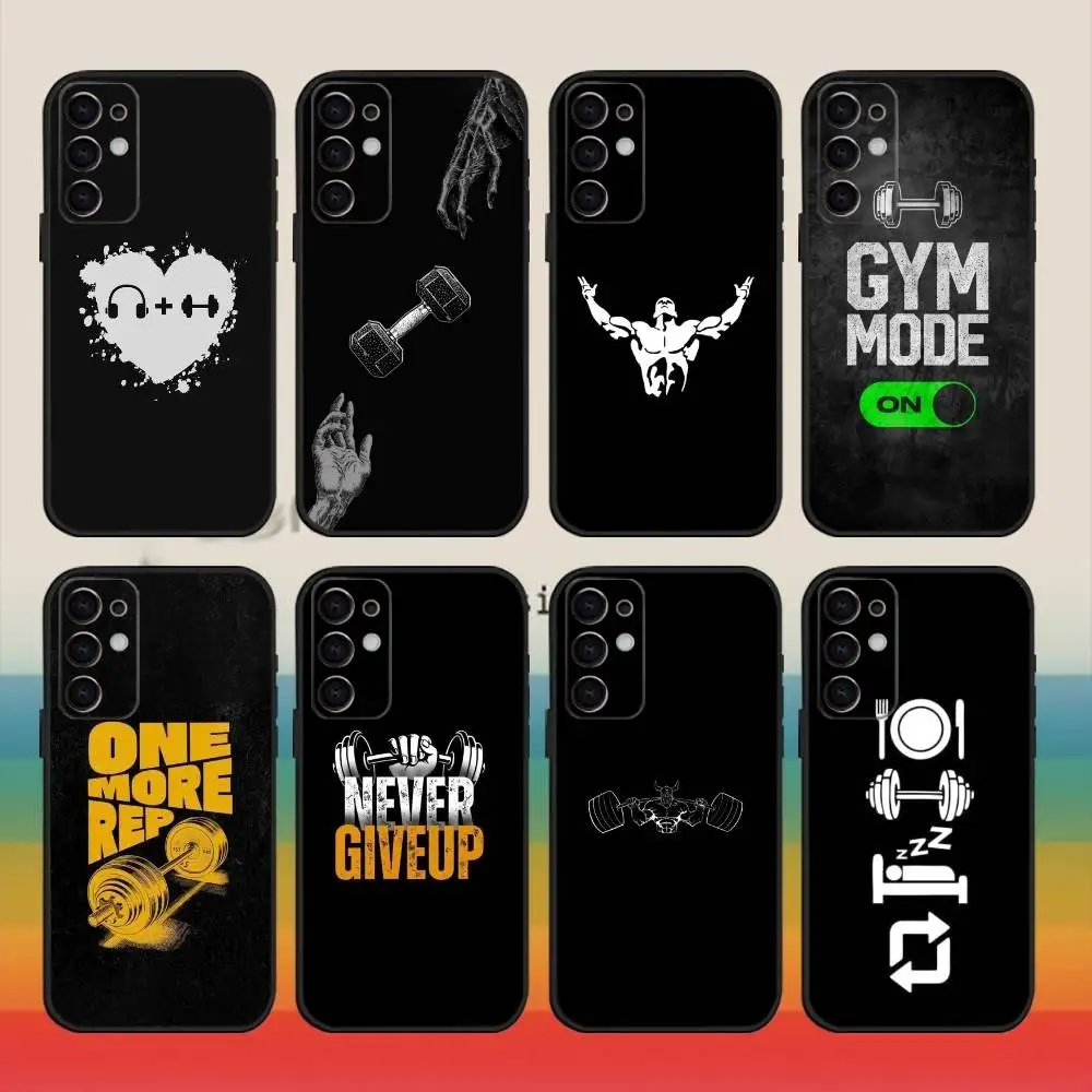 Casing Ponsel Bodybuilding G-Gym Fitness Untuk Samsung S25,S24,S21,S22,S23,S30,Ultra,S20,Plus,Fe,Note,5G Hitam
