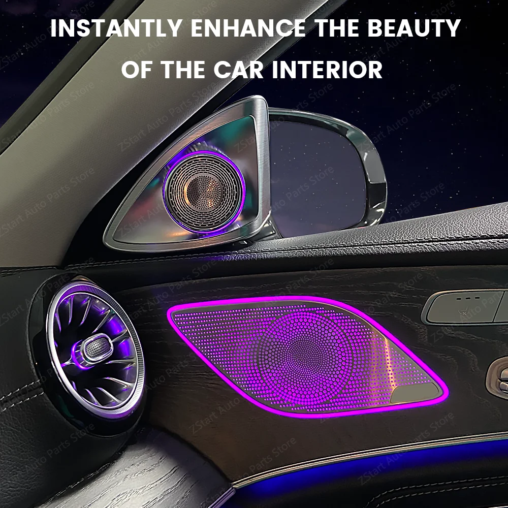 64 色 LED 車メルセデスベンツ CLS クラス W257 C257 ドア Luminou スピーカーカバーサウンド金属装飾アンビエント照明