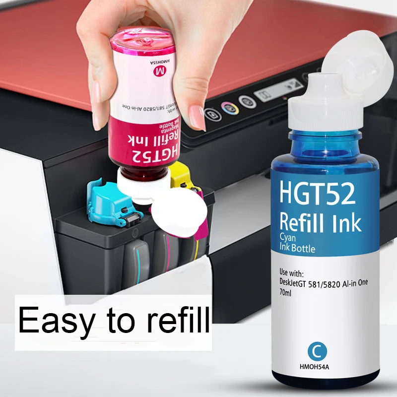 70 ml Ink Kit Replacement for hp GT51 GT52 GT 51 52 for GT5810 GT5820 5810 5820 310 410 318 319 419 Tank Printer
