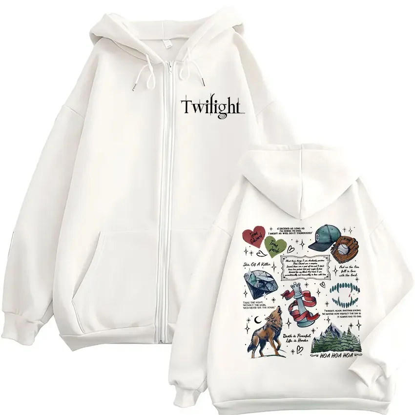 Customization Movie Twilight Vampire Wolf Romance Zipper Hoodies Edward Cullen Men's Women Clothing Fashion Hip Hop Zip Up Hoode
