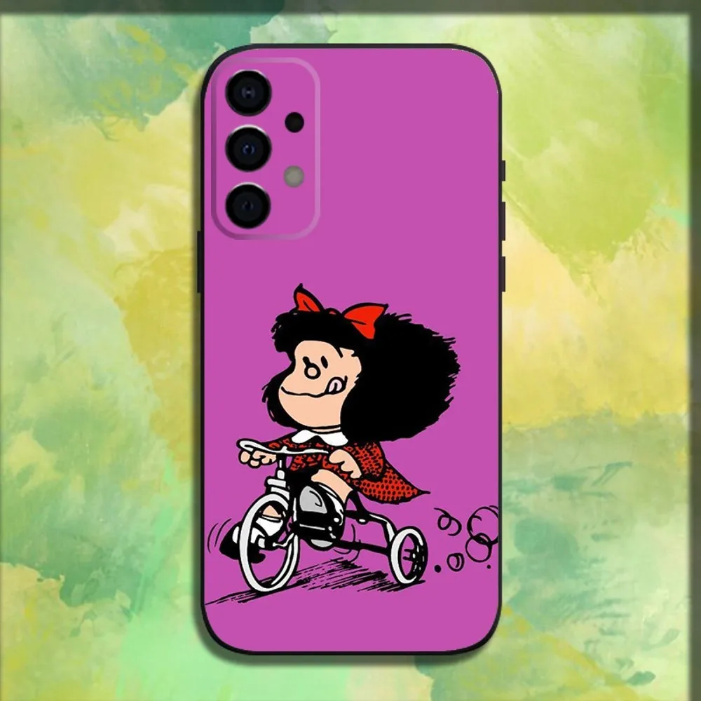 M-Mafalda Cartoon Phone Case For Samsung Galaxy A13,A21s,A22,A31,A32,A52,A53,A71,A80,A91 Soft Black Cover