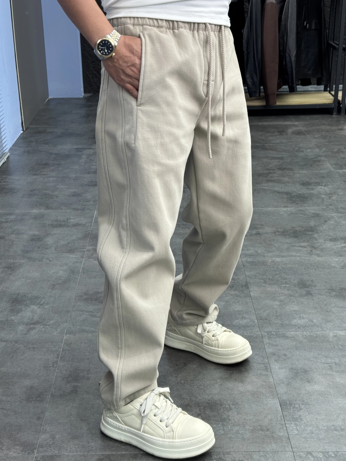 

Men's Winter Thiened Warm Loose Straight Leg Cotton Work Trousers Casual Pants 00% Cotton Comfortable Loose Fit Trousers