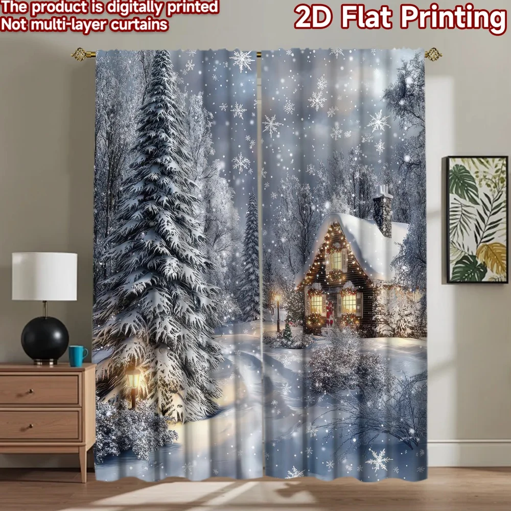 

1pc 2D flat Photography Backdrop Photography Backdrop Christmas Snowy Cottage Scene 100% Polyester Holiday Decorations Perfect