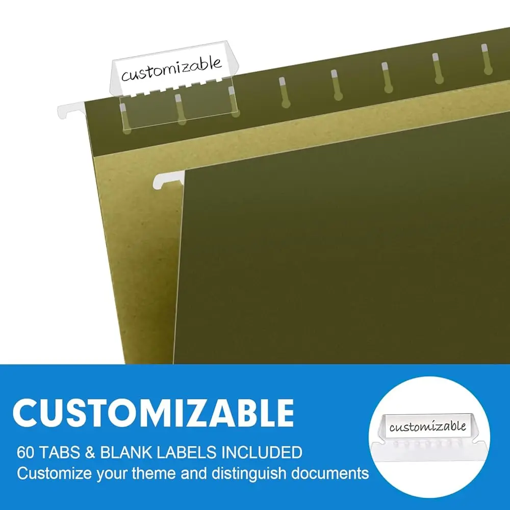 Folder File Gantung Aksi Ekstra, Folder Gantung Diperkuat Ukuran Huruf 60 Pa dengan Ekspansi Tugas Berat 3 Jam untuk File Besar,