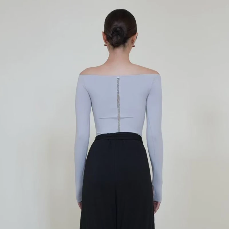 社交ダンストップス長袖 3 色ボートネックトップス大人のルンバサルサダンス服ラテントレーニング練習着 BL18313