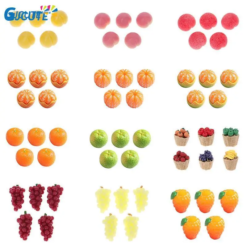 

4/5/10pcs Dollhouse Fruit Grape Orange Honey Peach Mini Simulated Fruit TPR Soft Small Grape Miniature Props