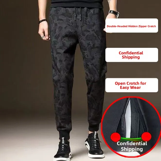 

Men's Outdoor Camouflage Sport Pants Double Head Unzipped Loose Casual Trousers Harlan Cuffed Sports Pants Youth Active Style