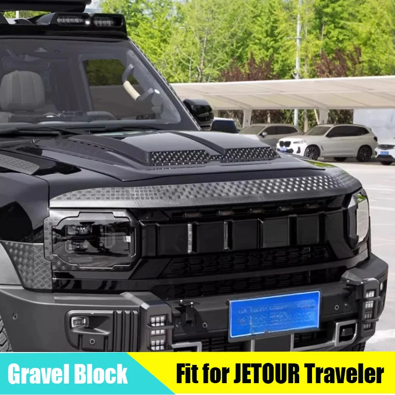 Car Front Hood Gravel Block Suitable for CHERY JETOUR Traveler T2 2023+ Modified Challenger Kit Car Exterior Trims Parts