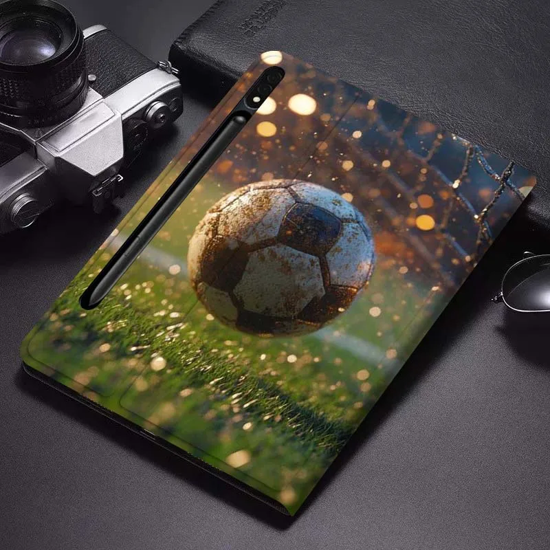 

Чехол для планшета Samsung Galaxy Tab S6 S7 S8 S9 S10 FE Plus Lite с гибкой подставкой и эффектом «бризующегося дождя» в виде футбольного мяча