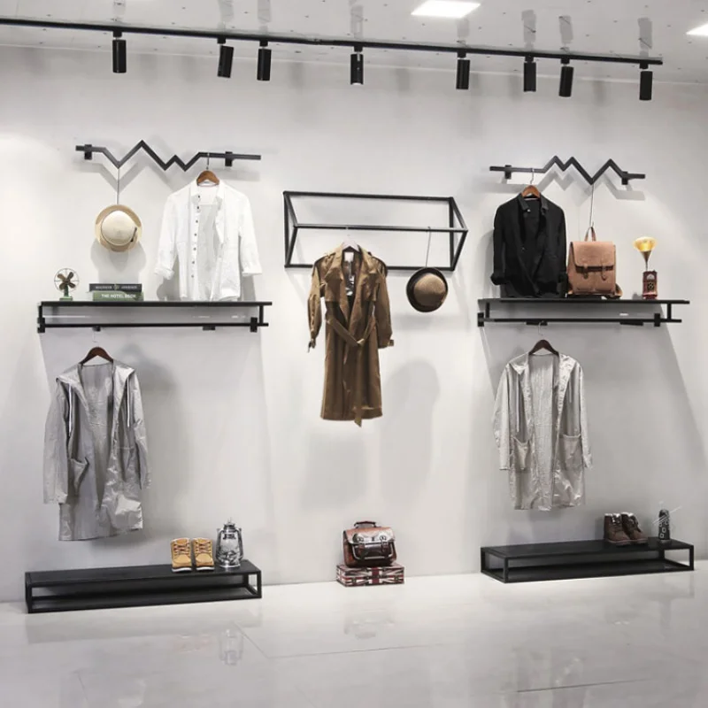 Présentoir Mural en Métal pour Vêtements Noirs, à la Mode, T1, pour Magasin de Détail