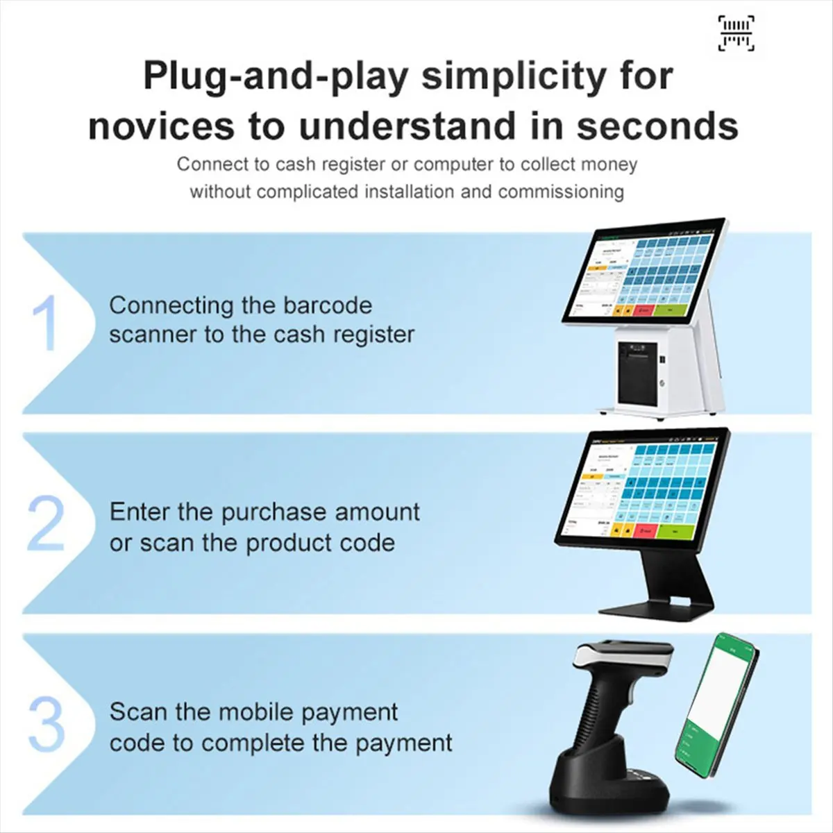 goodDT Handheld Bluetooth Barcode Scanner QR Code Wireless 1D 2D Barcode Reader with Base for Supermarkets