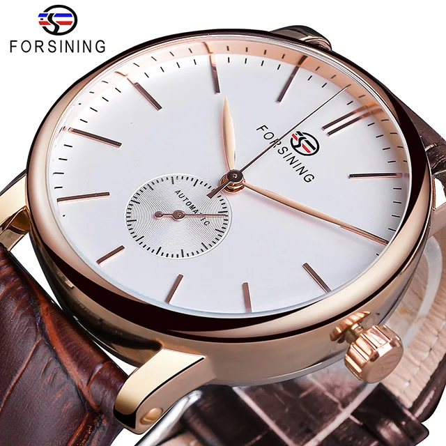 

Forsining Top Brand Minimalist Men's Mechanical Black Slim Dial Automatic Casual Genuine Leather Clock Male Watch Relogio Saati