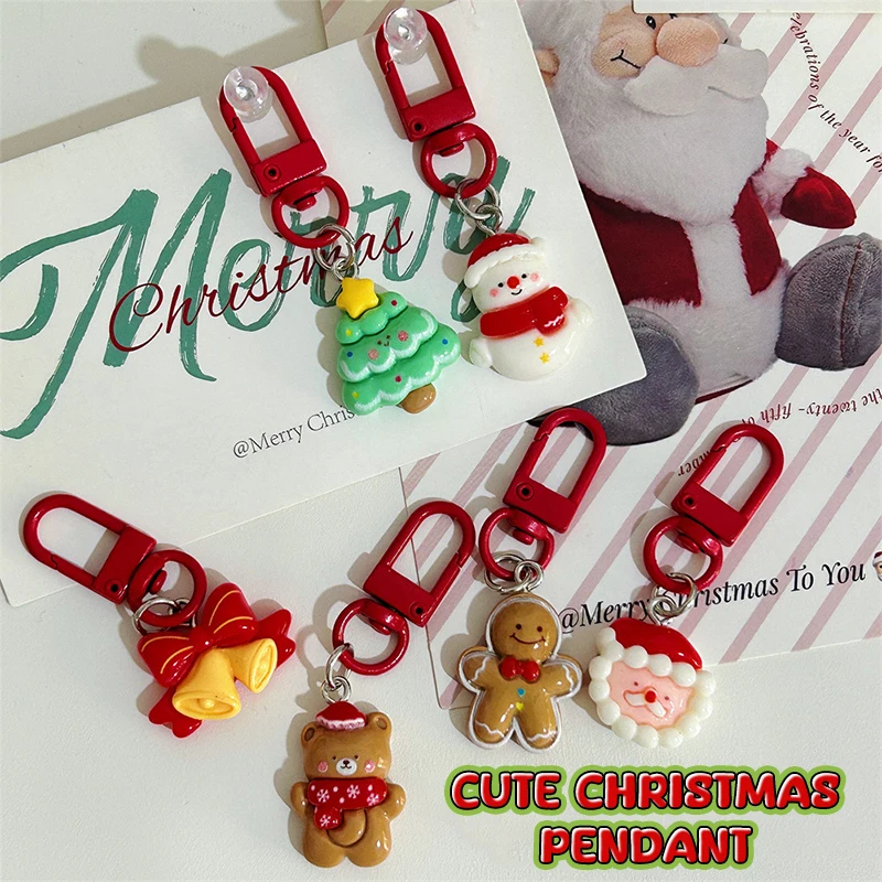 Cute Christmas Keychain Cartoon Santa Claus Gingerbread Man Snowman Christmas Tree Keyring Exquisite Backpack Decoration Gifts