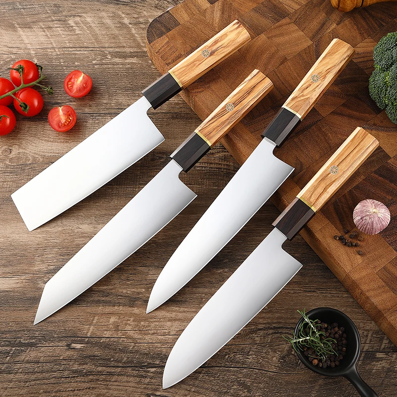 

TJ POP GY-10 Powdered Steel 4 Pcs Kitchen Knives Sets Japanese Chef's knife Nakiri Kiritsuke Santoku Slicing Meat Cutting Knife