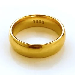 Pure Plated Real 18k Yellow Gold 999 24k Rings Men and Women Smooth Lover Antithes Simple Ring Long Lasting Never Fade Jewelry