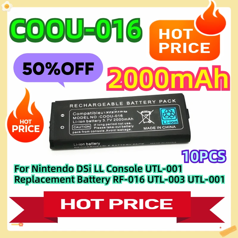 

For Nintendo DSi LL Console UTL-001 Replacement Battery RF-016 UTL-003 UTL-001 10pcs