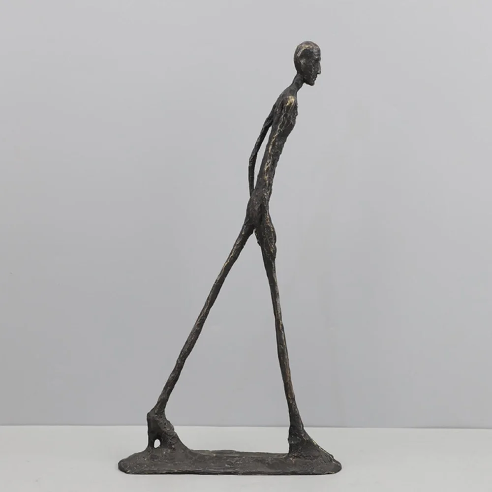

Walking Man Statue Room Decor Metal Cast Iron Acrobatic Figure Crafts Ornaments Giacometti Famous Replica Abstract Art Sculpture