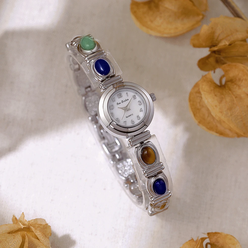 BS Bee Sister Vintage Woman Watch الفاخرة جولة الهاتفي سبيكة ساعات الكوارتز أزياء بسيطة ساعات المعصم النسائية