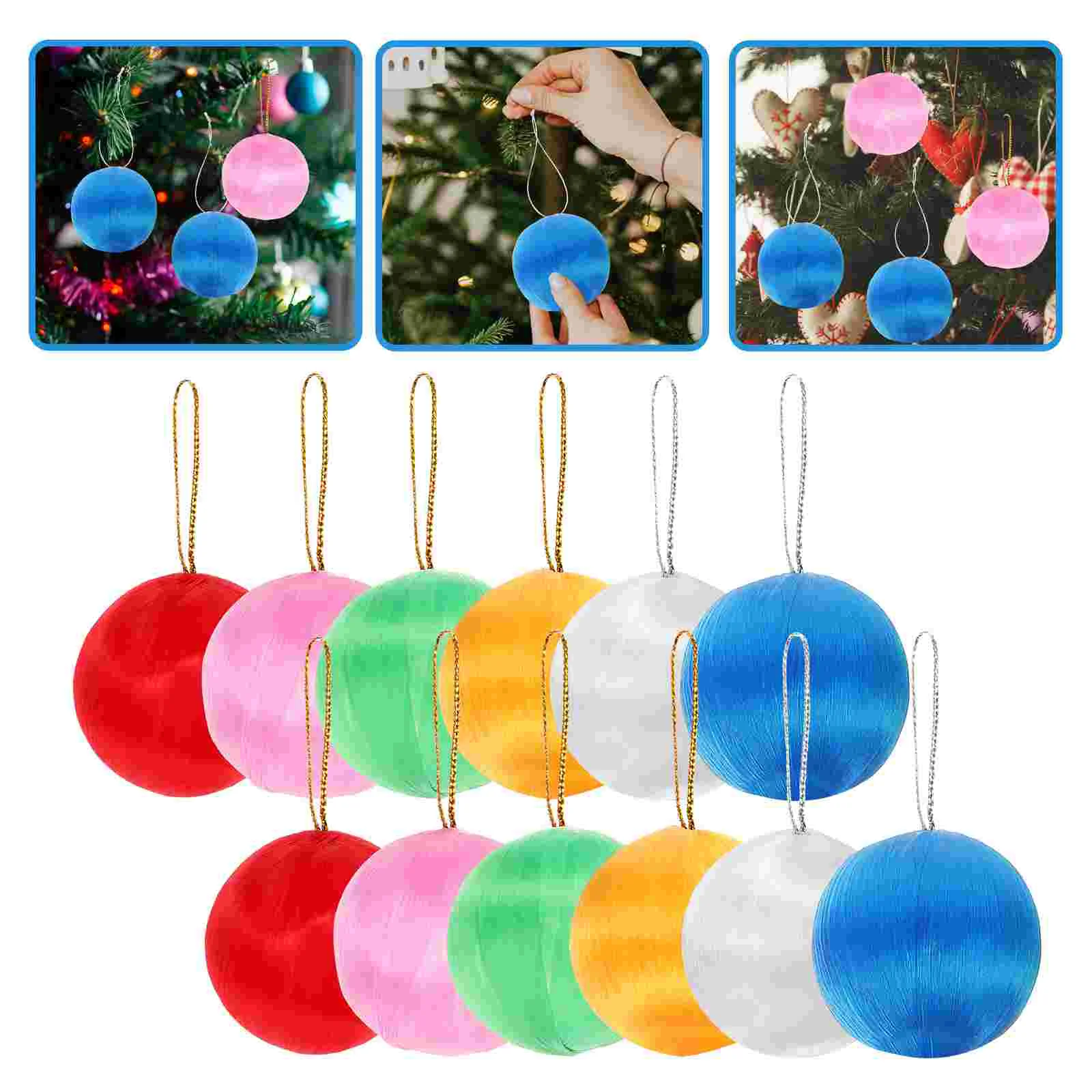 30 Pcs Silk Christmas Snow Globe Pendant Artificial Tree Decor Colored Thread Xmas Craft Balls Colorful