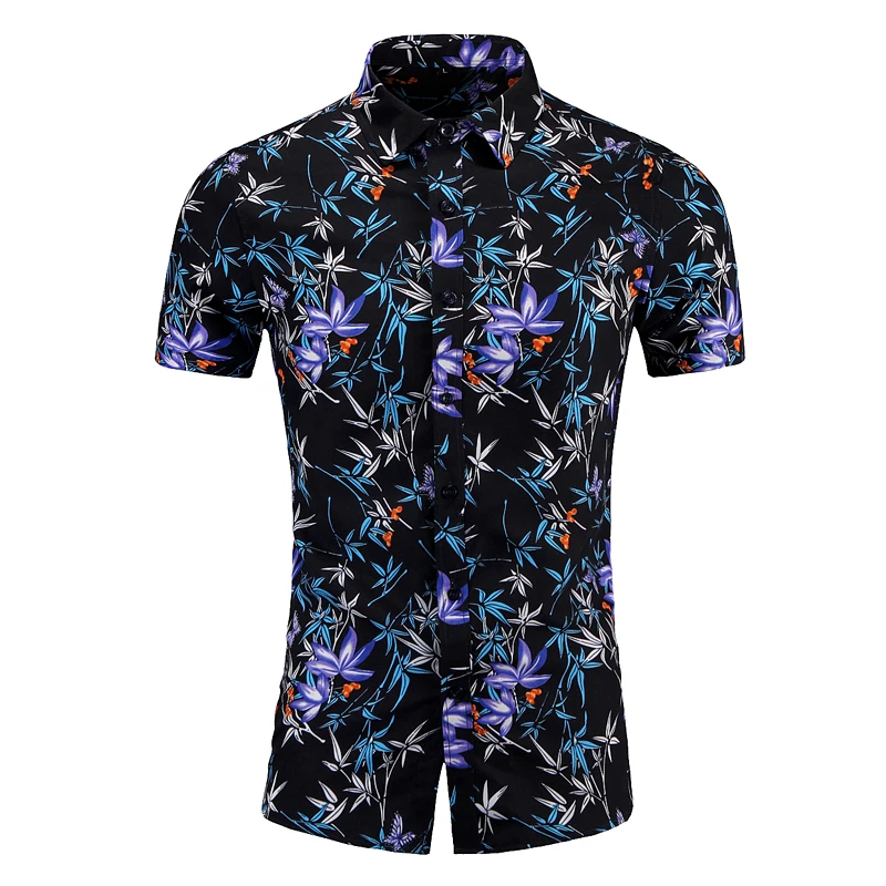 2024 New Men Summer Short Sleeved Flower Shirts Large Size M-7XL Fashion Male Dance Party Bar KTV Leisure Shirt